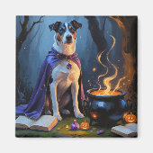 Aimant Peinture d'Halloween blanc Heeler Chien Whimsical (Devant)