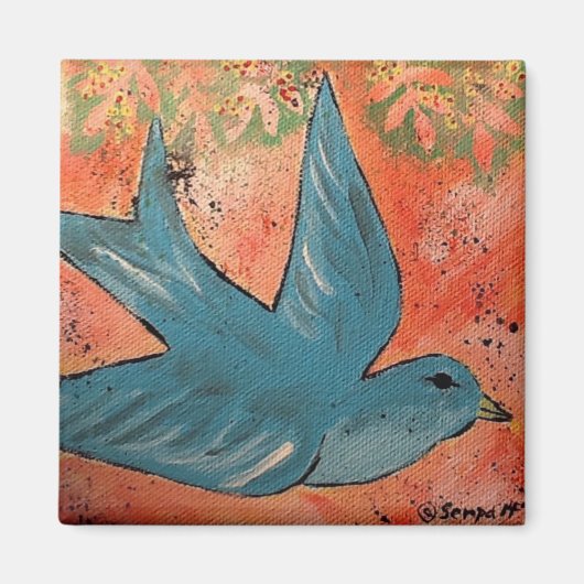 Aimant Peinture d'oiseaux volant 6" X 6" toile 2017 (Devant)