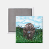 Aimant Peinture écossaise de la vache des Highlands (Recto/Verso)