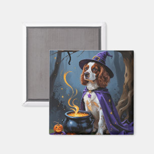 Aimant Peinture fantaisiste d'Halloween de chien Brittany