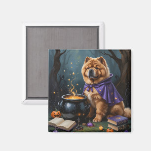 Aimant Peinture fantaisiste d'Halloween de chien Chow Cho