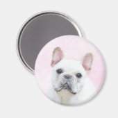 Aimant Peinture française de Bulldog (Crème/Blanc) - Art  (Recto/Verso)