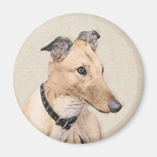 Aimant Peinture Greyhound - Beau art original de chien