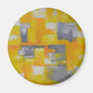 Aimant peinture gris jaune blanc abstrait