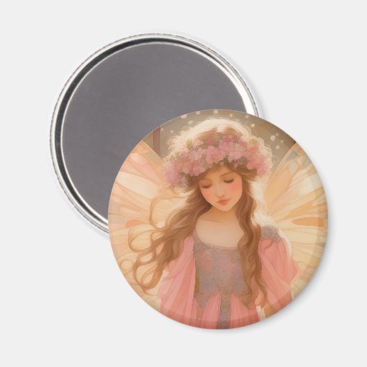 Aimant Peinture Imaginaire Fée Rose Cute (Recto/Verso)