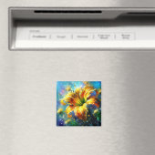 Aimant Peinture impressionniste florale quotidienne Jaune (In Situ (Lave-vaisselle))