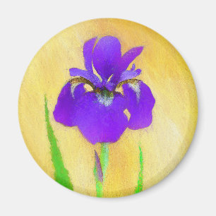 Aimant Peinture Iris à pois pourpre - Chien original mign