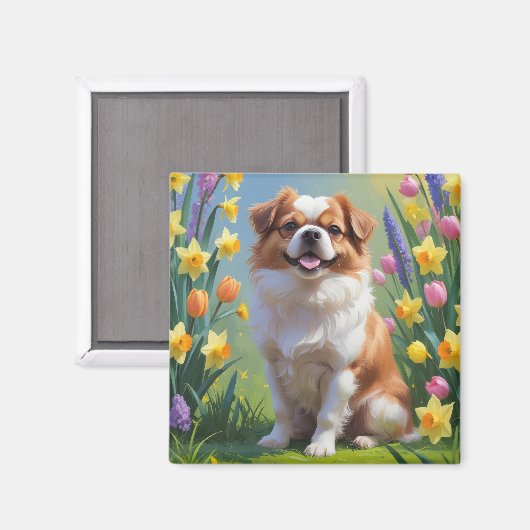 Aimant Peinture japonaise Chin Chien Fleurs de printemps (Recto/Verso)