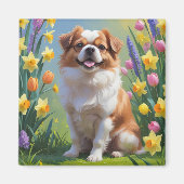 Aimant Peinture japonaise Chin Chien Fleurs de printemps (Devant)