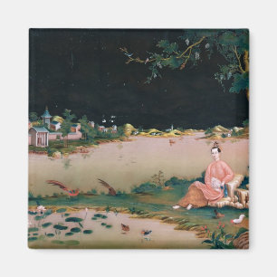 Aimant Peinture japonaise de miroir montrant une fille