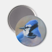 Aimant Peinture Jay Bleu - Art Oiseau Original (Recto/Verso)