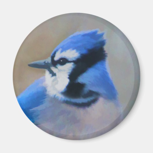 Aimant Peinture Jay Bleu - Art Oiseau Original (Devant)