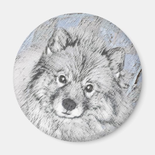 Aimant Peinture Keeshond Beth - Joli art original chien (Devant)