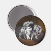 Aimant Peinture Keeshond Playtime - Jolie art original ch (Recto/Verso)