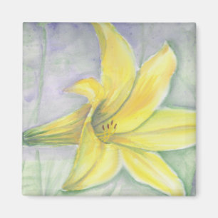 Aimant Peinture Lily jaune en acrylique