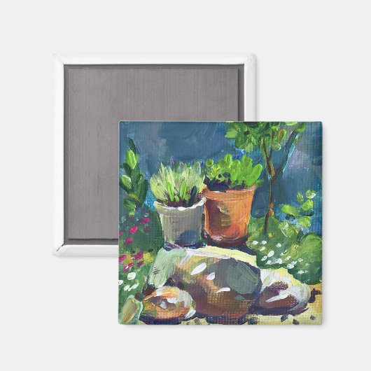 Aimant Peinture moderne fleurs d'été (Recto/Verso)