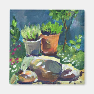 Aimant Peinture moderne fleurs d'été