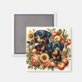 Aimant Peinture par Rottweiler rétro (Recto/Verso)