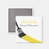 Aimant Peinture Peintre Service Société Pinceau Jaune (Recto/Verso)