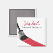 Aimant Peinture Peintre Service Société Pinceau Rouge (Recto/Verso)