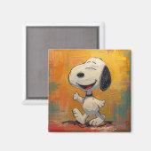 Aimant Peinture Pop Art de Chien Beagle Joyeux (Recto/Verso)