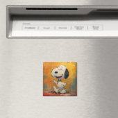 Aimant Peinture Pop Art de Chien Beagle Joyeux (In Situ (Lave-vaisselle))