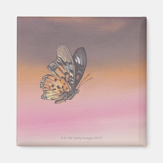 Aimant Peinture représentant un papillon en vol (Devant)