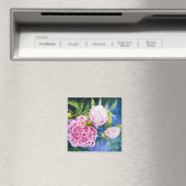 Aimant Peinture rose blanc | romantique floral (In Situ (Lave-vaisselle))