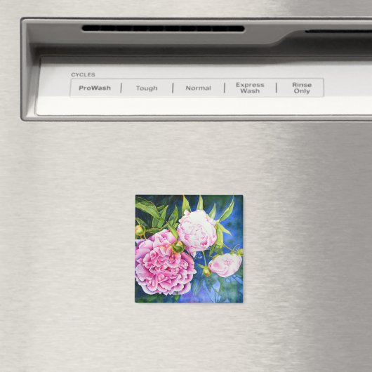 Aimant Peinture rose blanc | romantique floral (In Situ (Lave-vaisselle))