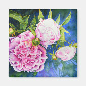 Aimant Peinture rose blanc | romantique floral (Devant)