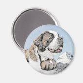 Aimant Peinture Saint Bernard - Cute Original Chien Art (Recto/Verso)