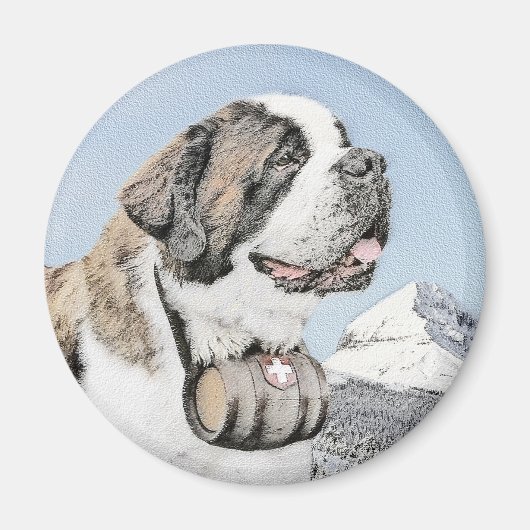 Aimant Peinture Saint Bernard - Cute Original Chien Art (Devant)