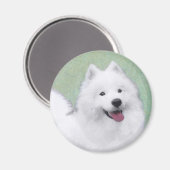 Aimant Peinture Samoyed - Cute Original Chien Art (Recto/Verso)