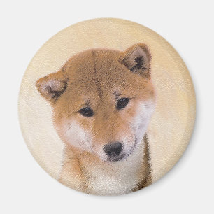 Aimant Peinture Shiba Inu (Rouge) - Art Chien original