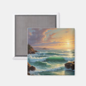 Aimant Peinture sur la mer du coucher du soleil (Recto/Verso)