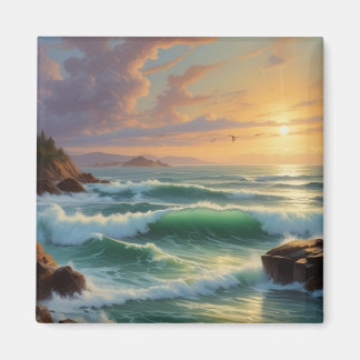 Aimant Peinture sur la mer du coucher du soleil