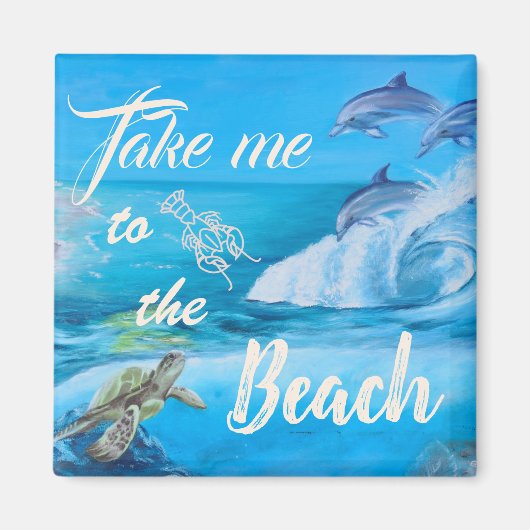 Aimant Peinture sur la plage et la vie marine (Devant)