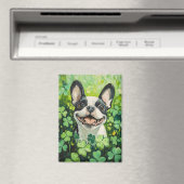 Aimant Peinture sur le champ de trèfle de Boston Terrier (In Situ (Lave-vaisselle))
