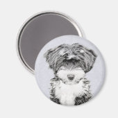 Aimant Peinture Tibétaine Terrier - Cute Original Chien A (Recto/Verso)