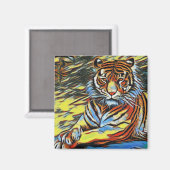 Aimant Peinture Tigre colorée (Recto/Verso)