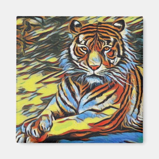 Aimant Peinture Tigre colorée (Devant)