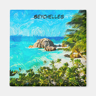 Aimant Peinture tropicale aux Seychelles – Île vibrante