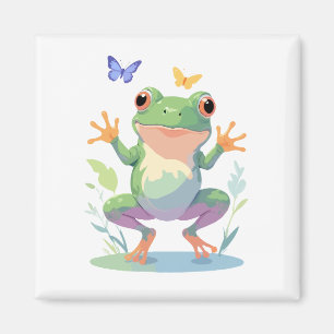 Aimant Peinture vectorielle de grenouille adorable jeu an