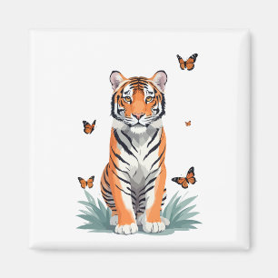Aimant Peinture vectorielle de tigre Adorable amusant ani