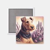 Aimant Peinture vintage Airedale Terrier (Recto/Verso)