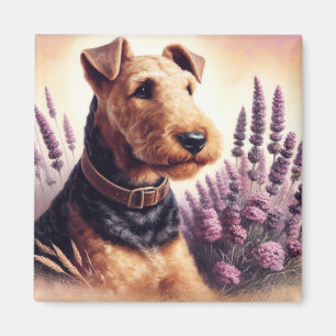 Aimant Peinture vintage Airedale Terrier