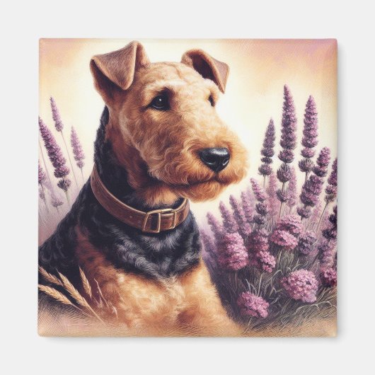 Aimant Peinture vintage Airedale Terrier (Devant)