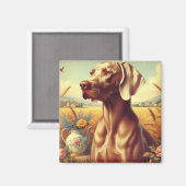 Aimant Peinture Weimaraner vintage (Recto/Verso)