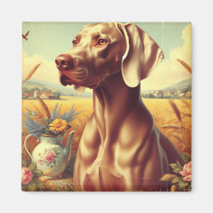 Aimant Peinture Weimaraner vintage
