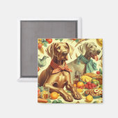 Aimant Peinture Weimaraner vintage (Recto/Verso)